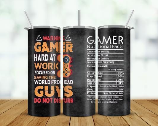 Gamer Nutrition Facts Double Walled Tumbler