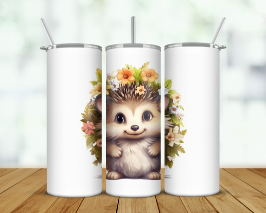 Hedgehog Floral Double Walled Tumbler