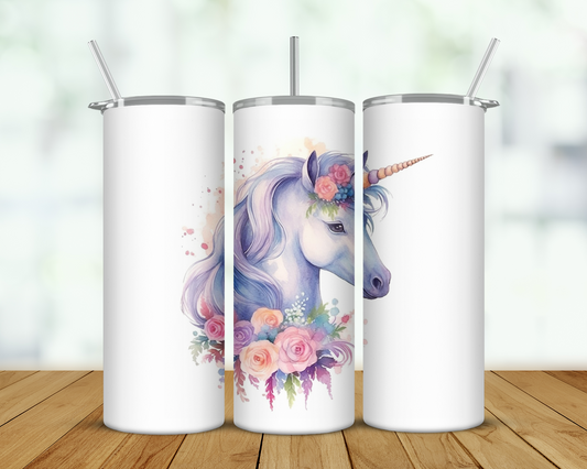 Unicorn Floral Double Walled Tumbler