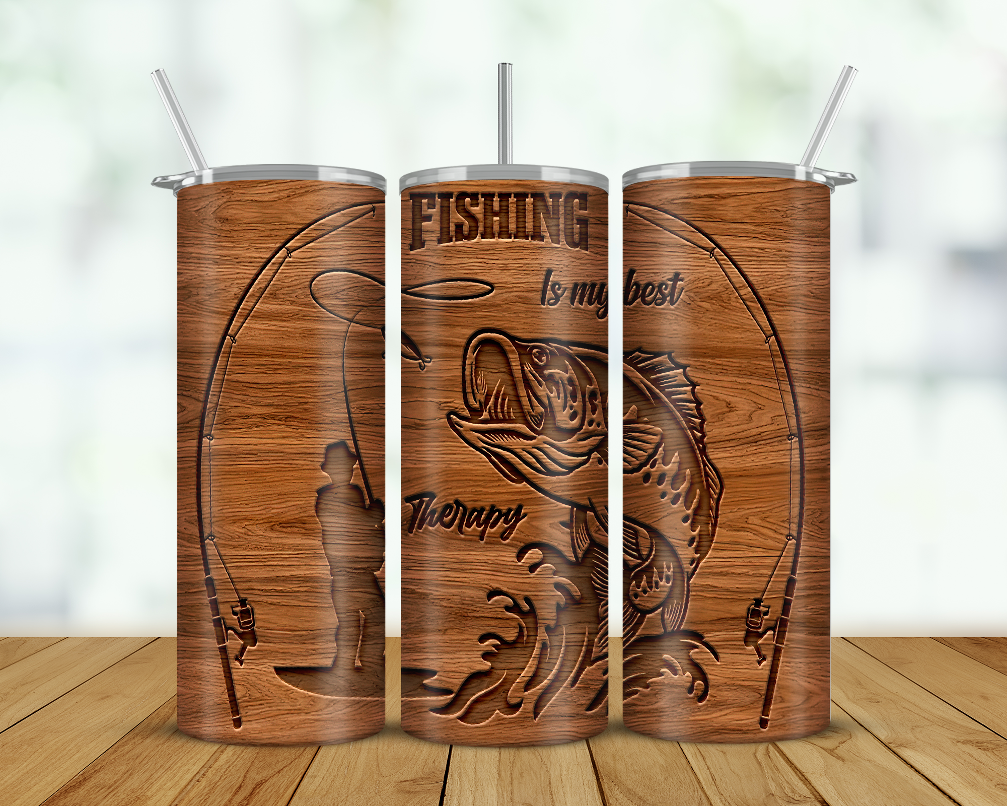 Fishing Is My Best Therapy Double Walled Tumbler