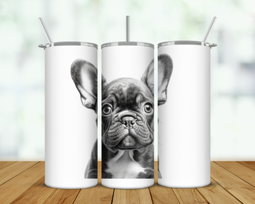 Frenchie Black & White Double Walled Tumbler