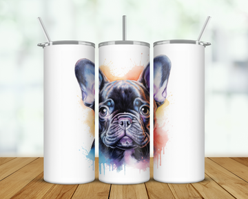 Frenchie Watercolour Double Walled Tumbler