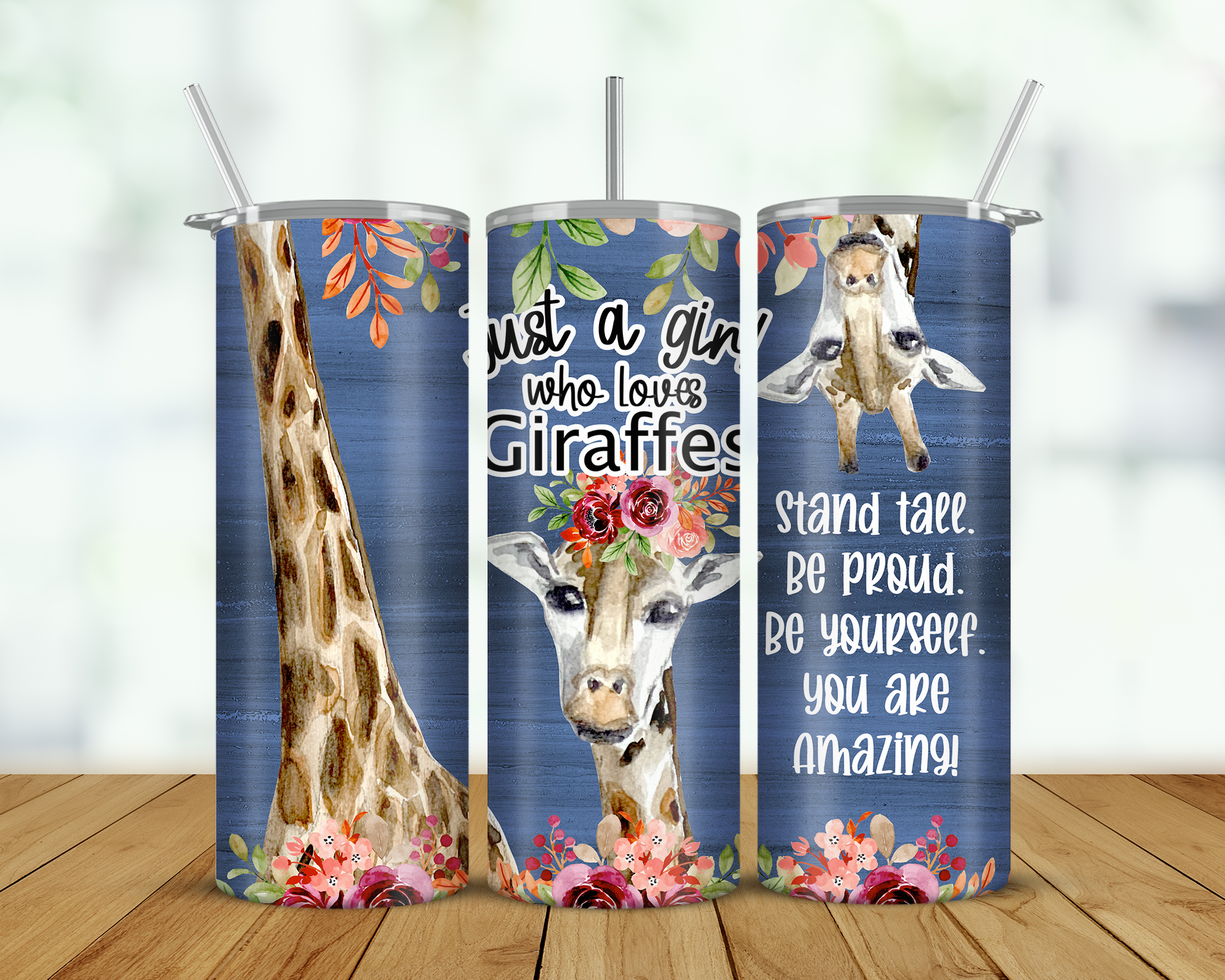 Girl Who Likes Giraffes Double Walled Tumbler
