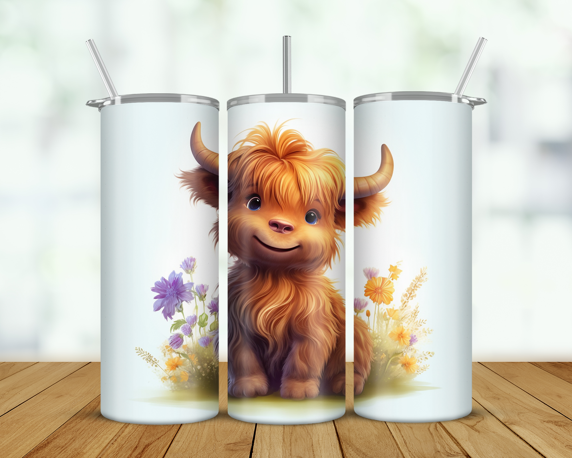 Highland Cow Cartoon Double Walled Tumbler