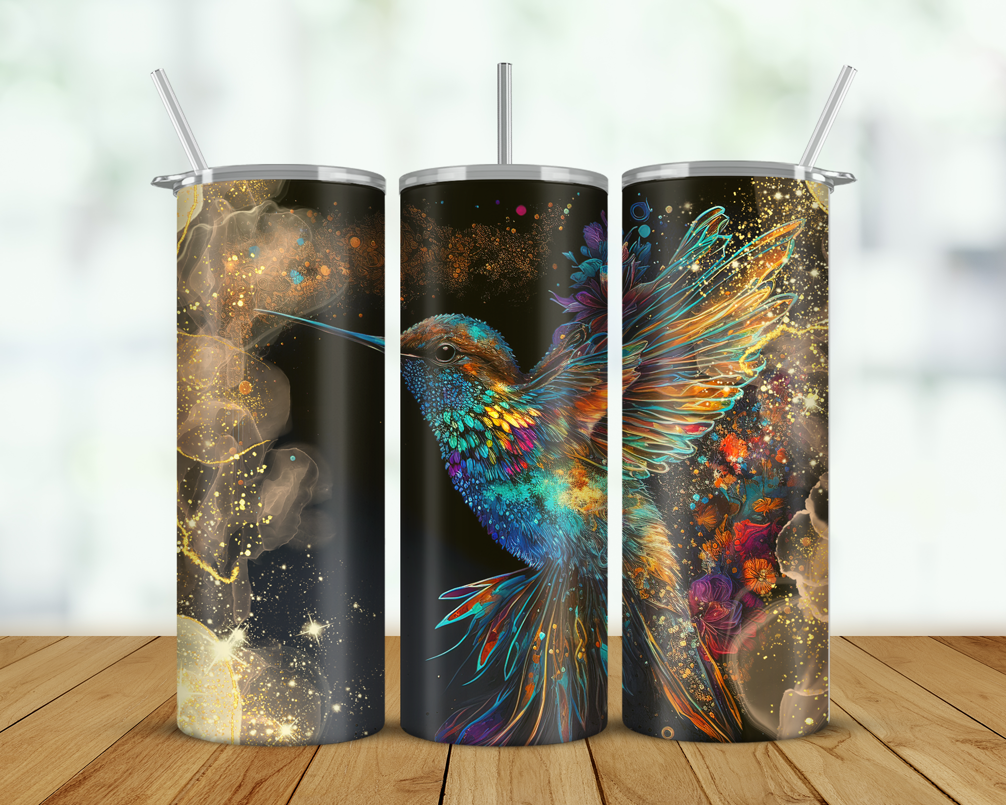 Humming Bird Alcohol Ink Double Walled Tumbler