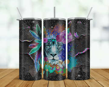 Lion alcohol Ink Double Walled Tumbler