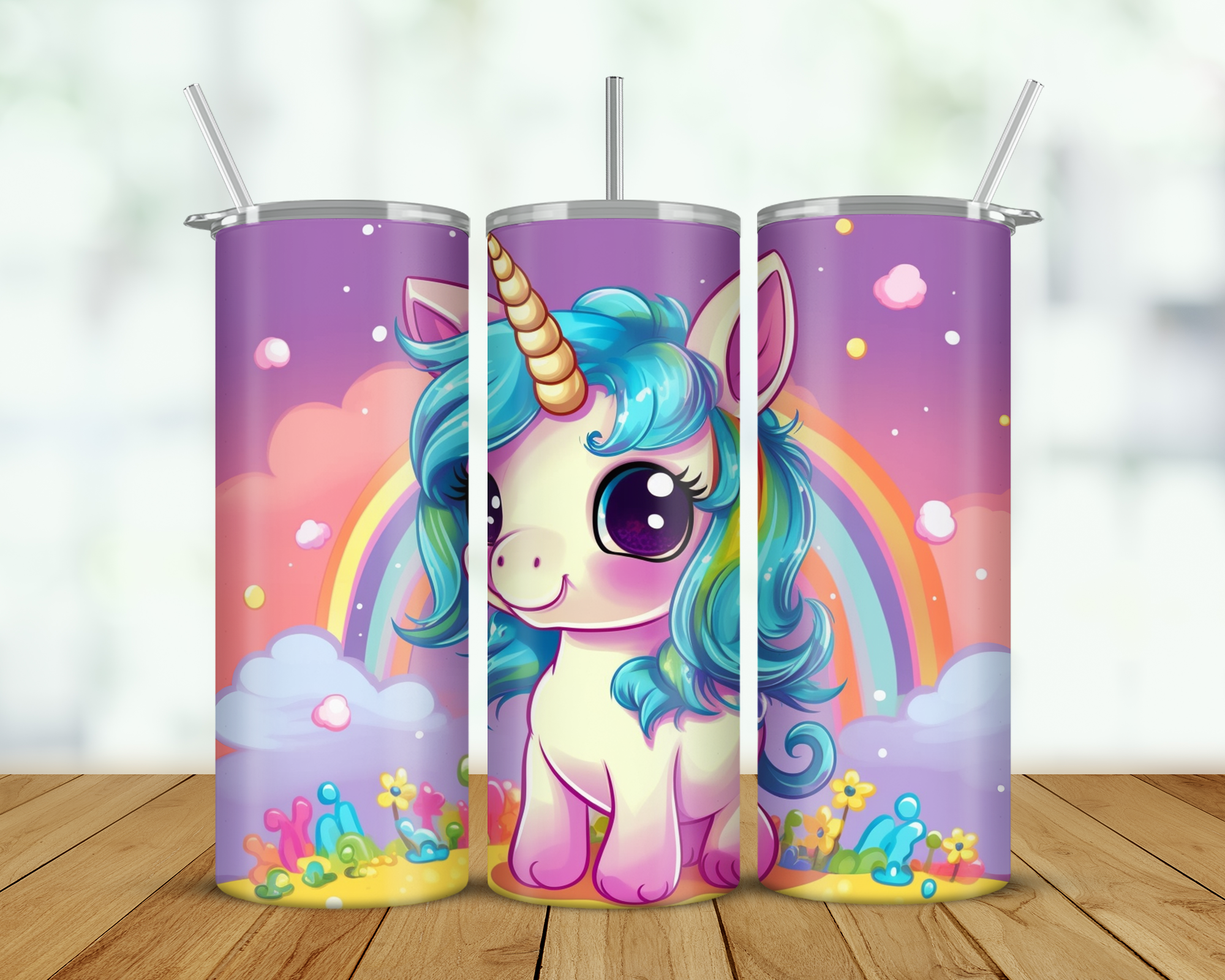 Rainbow Unicorn Double Walled Tumbler